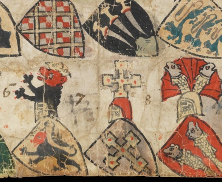 Fig. 11 - Coat of arms of the Kingdom of Jerusalem. Zürcher Wappenrolle (1335-1345), Zurich, Schweizerisches Nationalmuseum, AG 2760, f. 1r, © Schweizerisches Nationalmuseum.